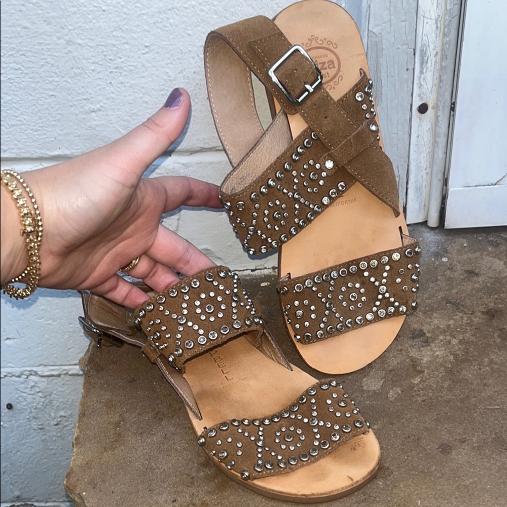 Jeffrey Campbell Tan Suede Studded Sandals